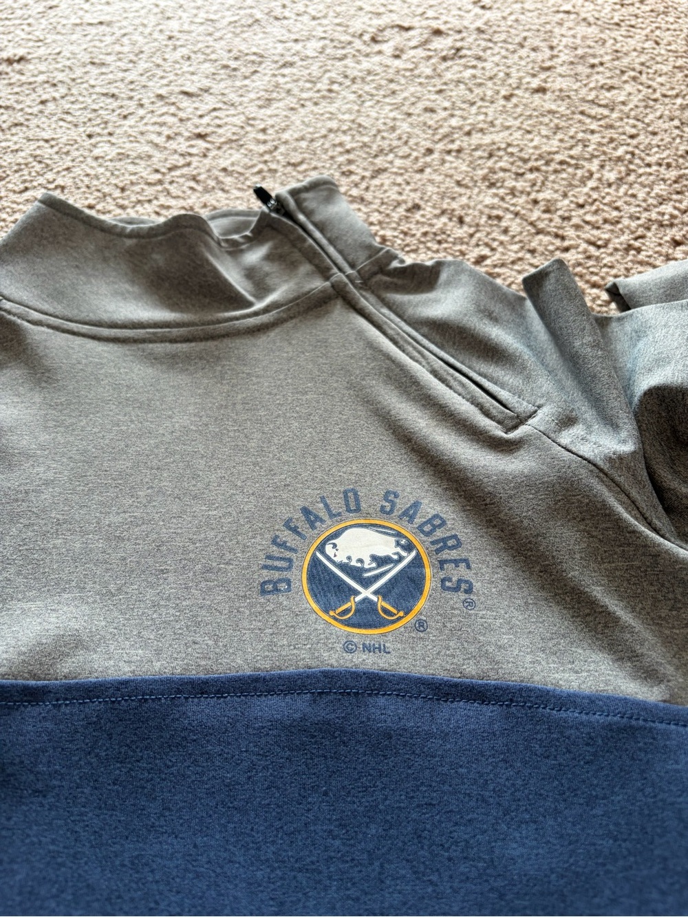NHL Grey and Navy Team Pullover Sweatshirt
